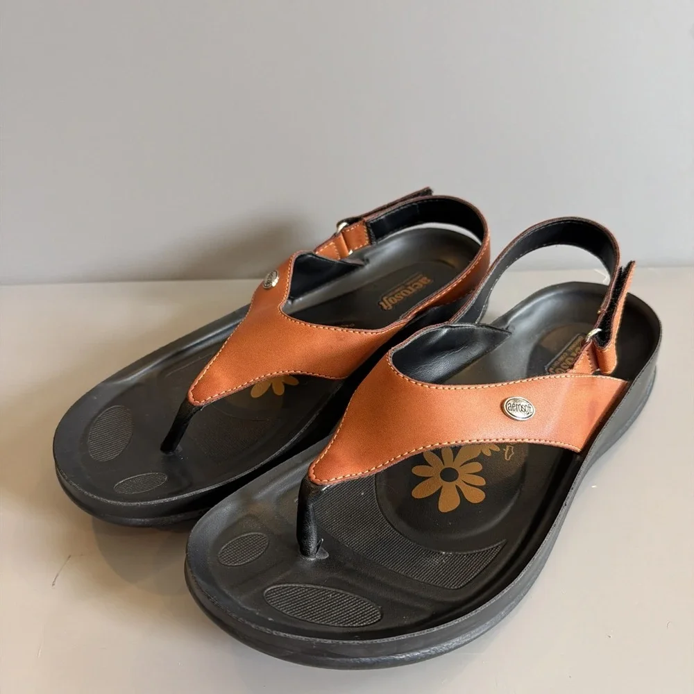 Aerosoft Original Comfort, Size 40 (US Size 9/9.5) Thong Sandals Brown